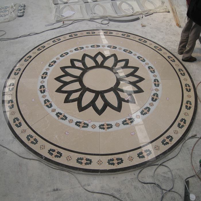Rekaan Jubin Lantai Batu Waterjet Marble Medallion